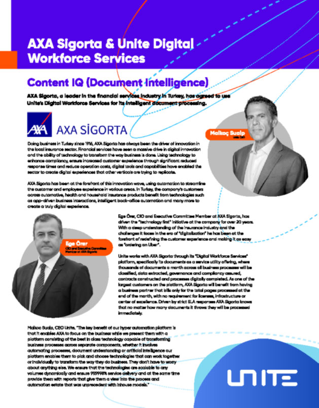 AXA Sigorta & Unite Digital Workforce Services